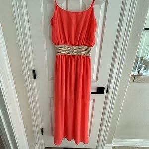 Orange banded maxi dress